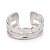 Non-Tarnish 304 Stainless Steel Oval Wrap Open Cuff Ring for Women RJEW-C025-11P-3