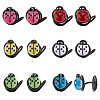 6 Pair 6 Color Plastic Ladybug Cuff Earrings EJEW-AB00001-1