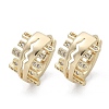 Brass Clear Cubic Zirconia Hoop Earrings EJEW-Q014-16G-2