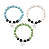 Starfish 304 Stainless Steel Charm Bracelets BJEW-JB14086-3