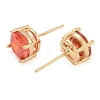 Rack Plating Flat Round Brass Cubic Zirconia Stud Earrings EJEW-M090-12G-3