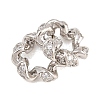 Twist Brass Clear Cubic Zirconia European Beads KK-B186-08P-2