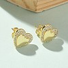 Brass Micro Pave Clear Cubic Zirconia Stud Earrings for Women EJEW-U034-02G-02-2