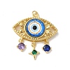 Evil Eye Rack Plating Brass Cubic Zirconia Pendants KK-G504-20G-2