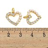 Heart Rack Plating Brass Micro Pave Cubic Zirconia Charms KK-U021-13A-G-3