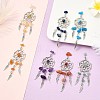14Pcs 7 Colors Natural & Synthetic Gemstone Dream Catcher Pendants PALLOY-CJ00165-5