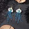 3 Pairs 304 Stainless Steel Dyed Synthetic Turquoise & Natural Black Onyx & Glass Seed Beaded Dangle Earrings EJEW-MZ00530-2