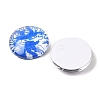 Blue and White Floral Printed Glass Cabochons X-GGLA-A002-14mm-XX-2