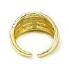 Brass with Cubic Zirconia Open Cuff Ring RJEW-B051-09G-3