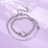 304 Stainless Steel Curb Chain Wrap Bracelets for Women BJEW-A036-12P-1