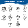30Pcs 5 Styles 925 Sterling Silver Tibetan Style Beads Caps STER-PH0001-75-2