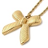 304 Stainless Steel Rope Chain Grooved Bowknot Pendant Necklaces for Women NJEW-K255-07G-1