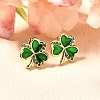 Clover Brass Micro Pave Cubic Zirconia Stud Earring EJEW-C126-01G-2