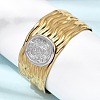 Hammered 304 Stainless Steel Cuff Bangles for Women BJEW-Z177-01GP-01-3