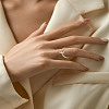 1Pc Brass Micro Pave Clear Cubic Zirconia Open Cuff Rings for Women RJEW-LP0002-37E-1
