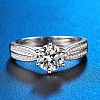 Rhodium Plated 925 Sterling Silver Pave 6.5x3.9mm Moissanite Finger Rings for Women WGFFDD0-65-1