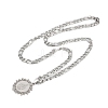 Flat Round with Virgin Pattern 201 Stainless Steel Pendant Necklaces for Men Women NJEW-K283-20P-2
