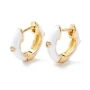 Clear Cubic Zirconia Chunky Hinged Hoop Earrings with Enamel EJEW-P196-20G-08-2