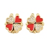 Brass Micro Pave Clear Cubic Zirconia and Enamel Connector Charms AL-CBA6E16-01G-A-1