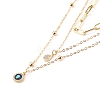 Brass Micro Pave Clear Cubic Zirconia Pendant Necklaces & Paperclip Chain Necklaces Set NJEW-JN03354-01-1