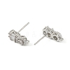 Brass Micro Pave Clear Cubic Zirconia Stud Earring Findings LS-KK-C107-06P-2