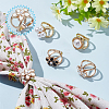 WADORN 8Pcs 4 Styles Plastic Imitation Pearl & Enamel Flower Scarf Buckle Rings Set AJEW-WR0001-73-4