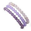 3Pcs Natural Amethyst & Dyed Malaysia Jade & Lavender Amethyst Round Beaded Stretch Bracelets for Women BJEW-JB12835-3