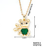 Cute Bear Pendant Necklaces Sparkling Emerald Rhinestone Brass Cable Chain Necklaces for Women SZ3848-2-1
