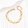 304 Stainless Steel Flower Link Chain Bracelets for Women BJEW-F536-23G-5