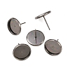 Gunmetal Metal Color Brass Ear Studs Settings X-IFIN-Q005-B-3