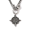 304 Stainless Steel Dragon Head King Box Chain Viking Compass Pendant Necklaces for Men NJEW-K278-09AS-1