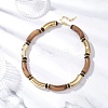 12MM Two Tone Acrylic & CCB Plastic & Coconut Curved Tube Beaded Necklaces for Women NJEW-JN05373-01-1