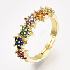 Adjustable Brass Micro Pave Cubic Zirconia Finger Rings RJEW-S044-027-1