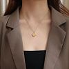 Natural Rose Quartz Rhombus Pendant Necklace with Brass Chains VW7781-1-6