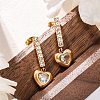 304 Stainless Steel Rhinestone Heart Dangle Stud Earrings EJEW-Q386-03G-2