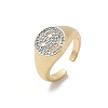 Brass Micro Pave Clear Cubic Zirconia Open Cuff Rings for Women RJEW-A059-01G-2