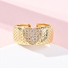 Brass Micro Pave Clear Cubic Zirconia Cuff Rings RJEW-U047-18G-2