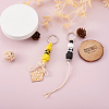 Kissitty 6Pcs 6 Colors Schima Wood & Cotton Cord Keychain KEYC-KS0001-03-7