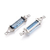 Brass Micro Pave Clear Cubic Zirconia and Glass Connector Charms KK-T076-02P-2