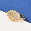 Brass Micro Pave Cubic Zirconia Cuff Rings for Women RJEW-L132-03G-02-1