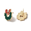 Enamel Christmas Wreath Alloy Glass Rhinestone Stud Earrings for Women EJEW-E284-06LG-2