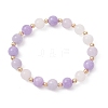 Natural Aquamarine & Rose Quartz & Amethyst Beaded Stretch Bracelets for Women BJEW-JB12945-2