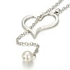 Alloy Silver Color Plated Heart Lariat Necklaces NJEW-JN01010-01-3