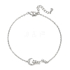 Brass Micro Pave Clear Cubic Zirconia Moon Star Link Bracelets KK-CBA6980-25P-4