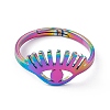 Ion Plating(IP) 201 Stainless Steel Evil Eye Adjustable Ring for Women RJEW-K238-13M-1