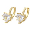 Brass Clear Cubic Zirconia Hoop Earrings EJEW-M047-15G-4