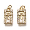 Brass Micro Pave Clear Cubic Zirconia Charms ZIRC-B002-05G-1