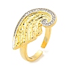 Brass Micro Pave Clear Cubic Zirconia Open Cuff Ring for Women RJEW-M173-06A-G-1