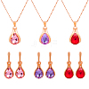 3 Colors Rhinestone Teardrop Dangle Stud Earrings & Pendant Necklace SJEW-HY0001-23-1