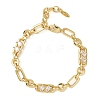 Ring & Paperclip Brass Micro Pave Cubic Zirconia Link Chain Bracelets for Women BJEW-D458-03G-02-2